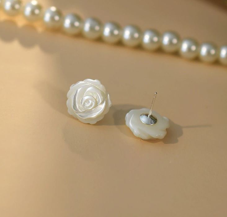 White Flower Earrings and Ring Set