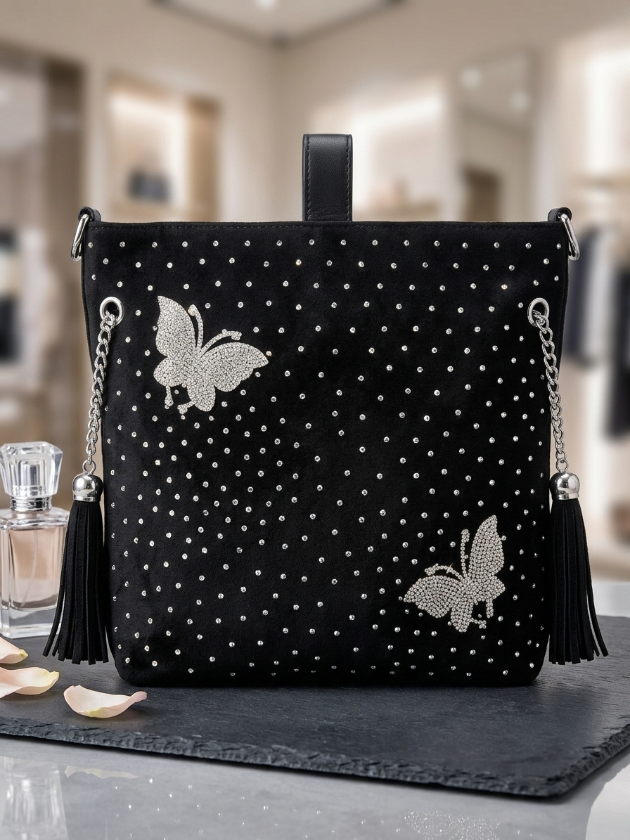BUTTERFLY RHINESTONE TOTE