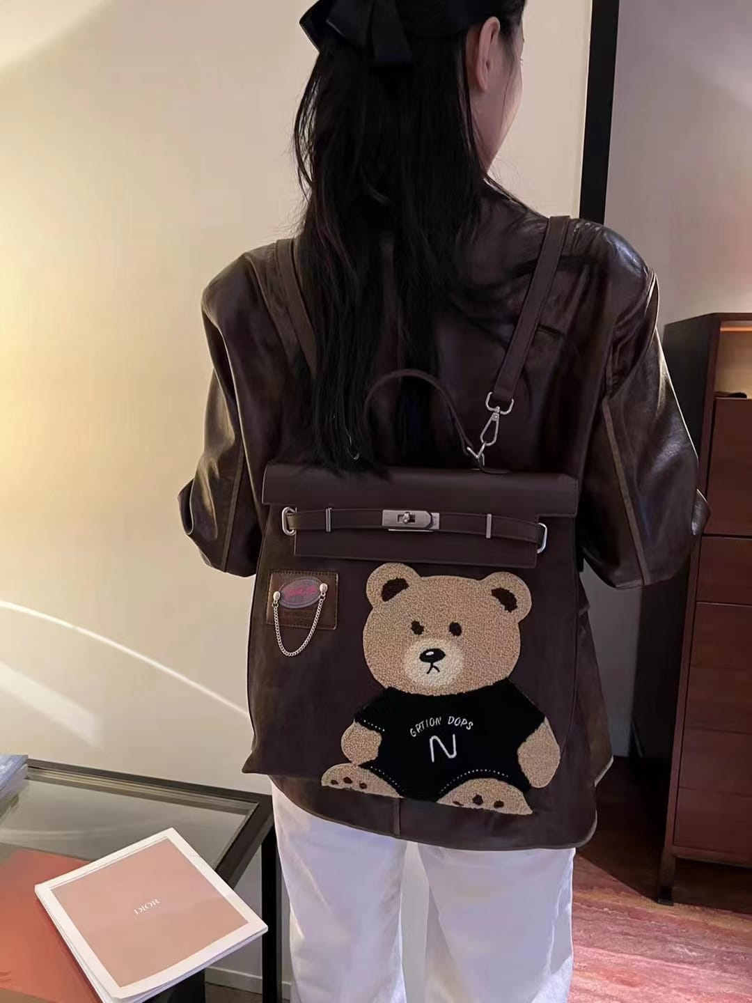 Fermoza Teddy Bear Backpack/Handbag