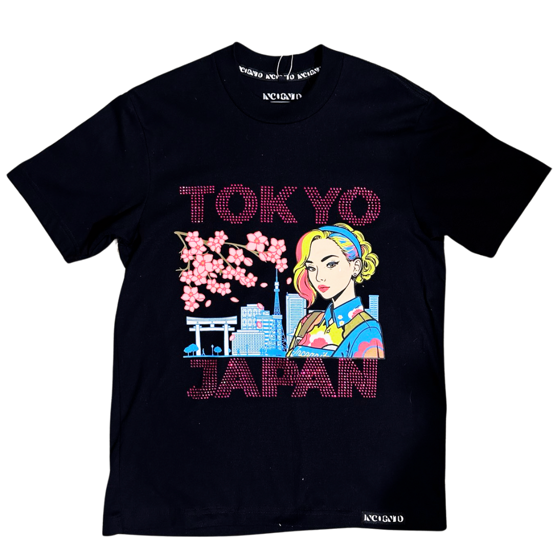 Tokyo Japan Inspired Rhinestones T-shirt