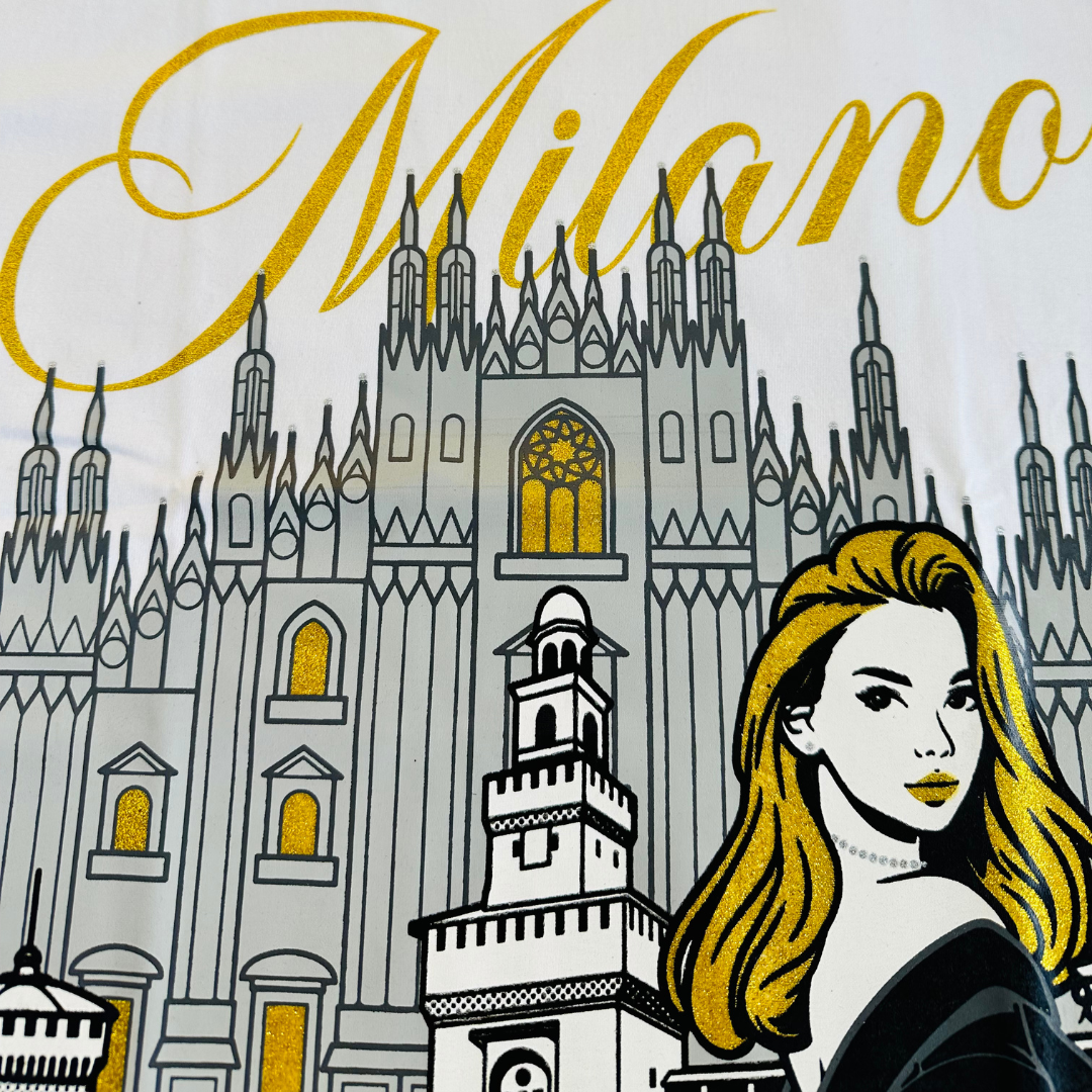 Milano Inspired Shirt with Gold Foil Print