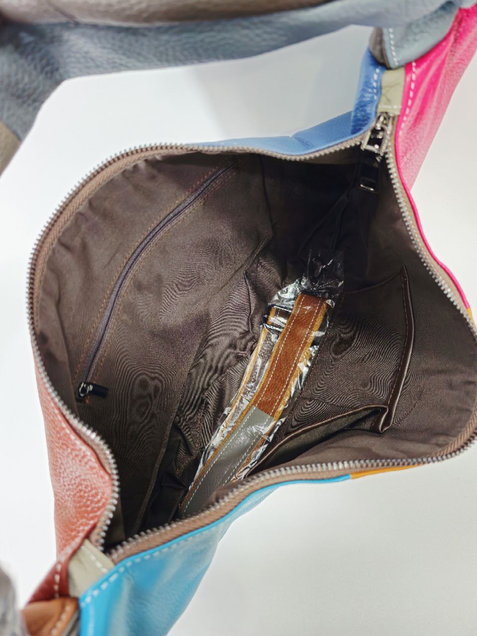Fermoza Tri-color Genuine leather bag