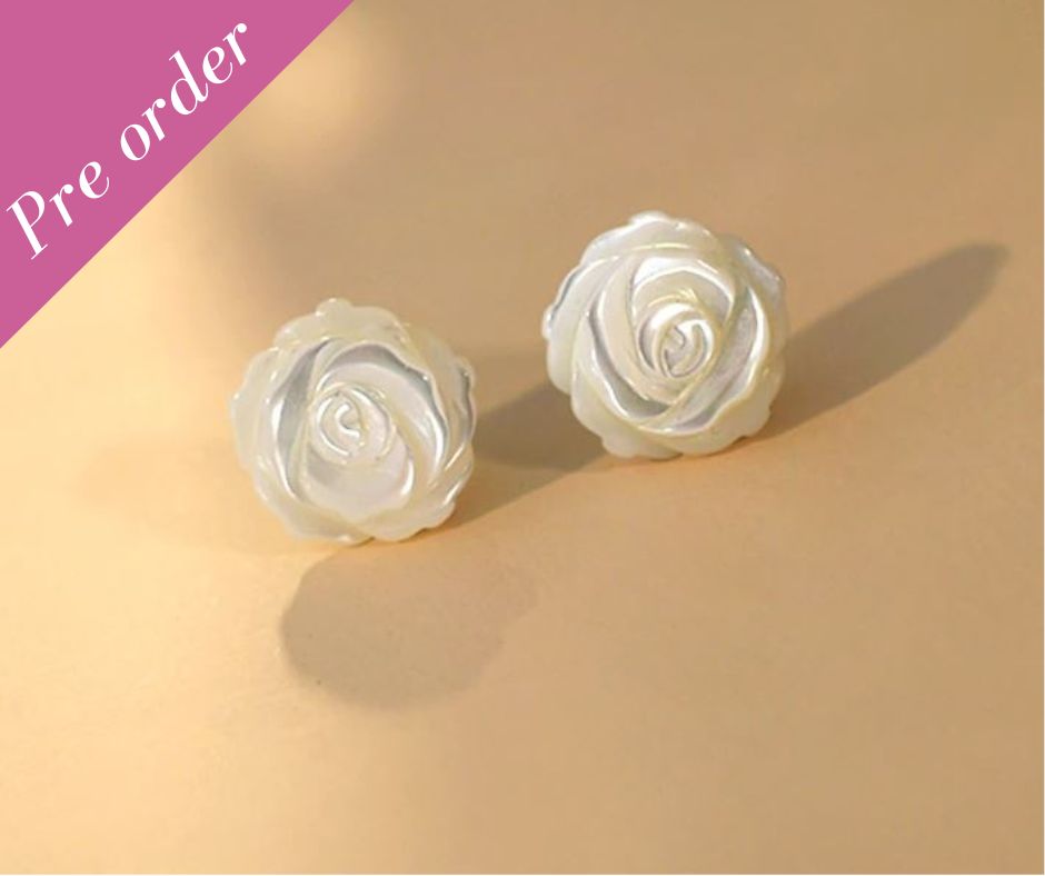 White Flower Earrings and Ring Set
